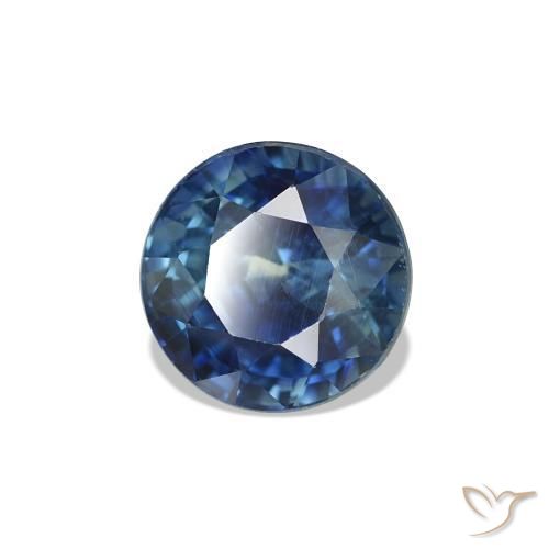 Zafiro azul natural de 1,32 ct, corte redondo, VVS-VS