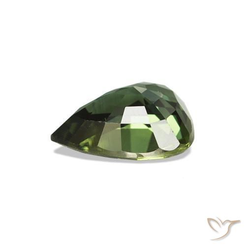 Zafiro Verde oscuro natural de 1.48 ct, En forma de pera, VVS-VS