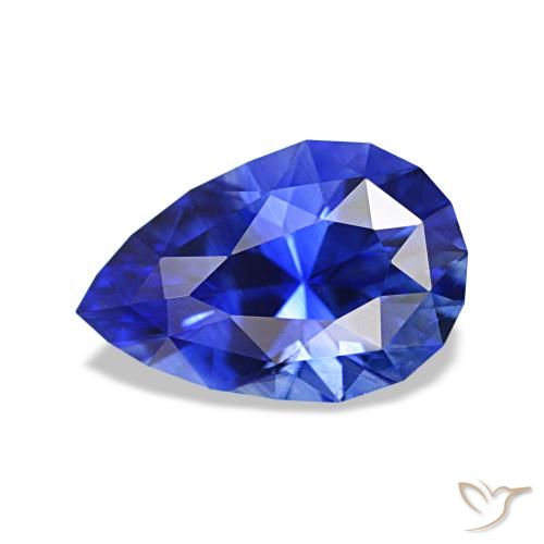 Zafiro Azul aciano natural de 1.55 ct, En forma de pera, VVS