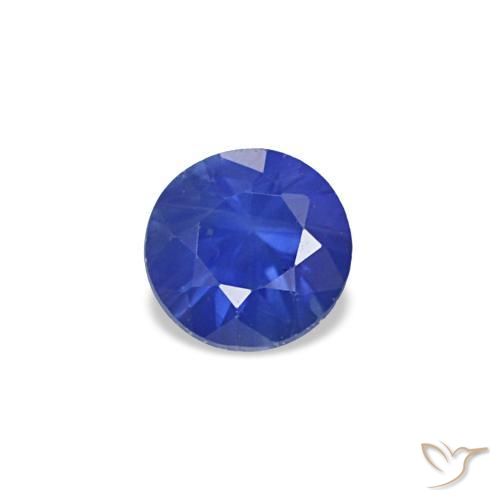 Gemas de Zafiro Azul marino natural de 5.45 ct, Corte Redondo, VVS-VS