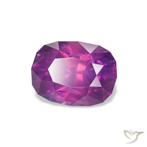 Zafiro púrpura natural de 1,26 ct, corte cojín, VS