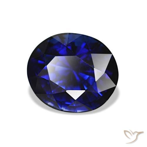 Zafiro azul natural de 1,34 ct, corte óvalo, VVS