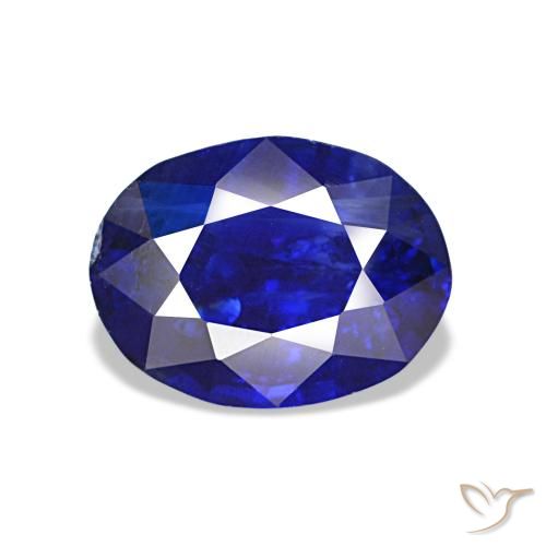 Zafiro azul natural de 1,43 ct, corte óvalo, VS