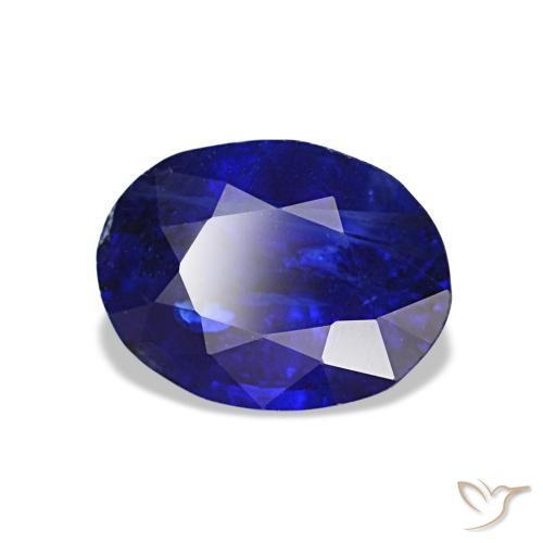 Zafiro azul natural de 1,43 ct, corte óvalo, VS