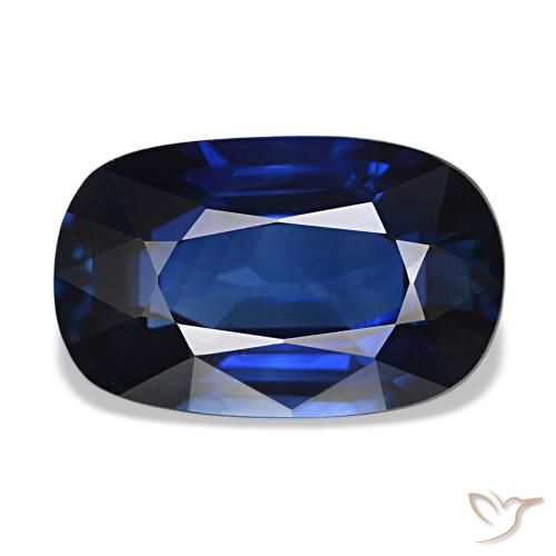 Zafiro azul natural de 3,01 ct, corte cojín, VVS