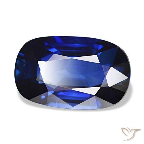 Zafiro azul natural de 3,01 ct, corte cojín, VVS