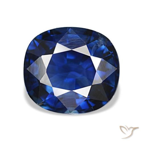 Zafiro azul natural de 2,25 ct, corte cojín, VS