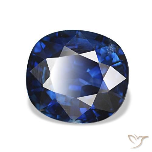 Zafiro azul natural de 2,25 ct, corte cojín, VS