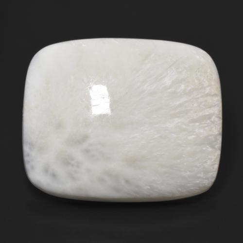 Escolecita Blanco apagado natural de 37.60 ct, Corte Cojín, Opaco