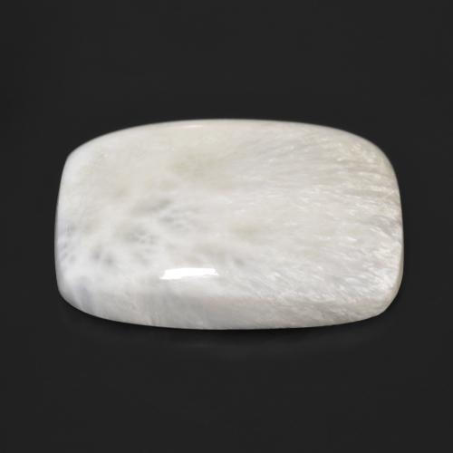 Escolecita Blanco apagado natural de 37.60 ct, Corte Cojín, Opaco