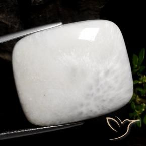 Escolecita Blanco claro natural de 30.85 ct, Forma Cojín, Opaco