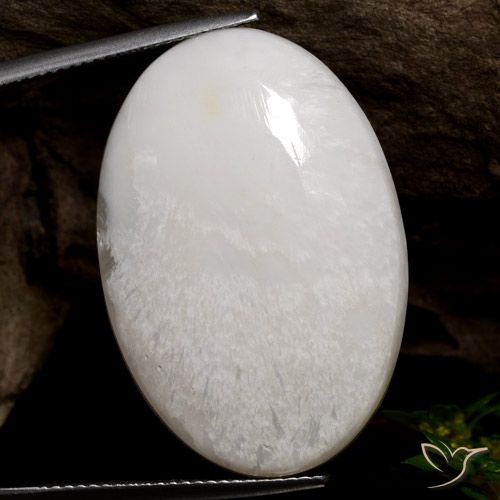 26.64ct Natural Blanco claro Escolecita, Ovalada, Opaco