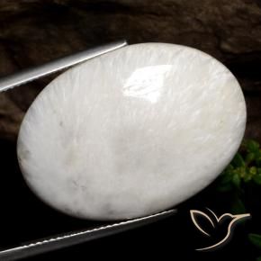 Scolecita blanco natural de 22,71 ct, corte óvalo, opaco