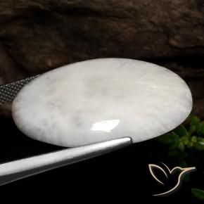 Scolecita blanco natural de 22,71 ct, corte óvalo, opaco