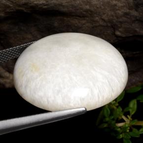 Scolecita blanco natural de 28,59 ct, corte redondo, opaco