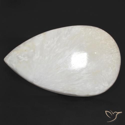 Escolecita Blanco claro natural de 59.54 ct, En forma de pera, Opaco