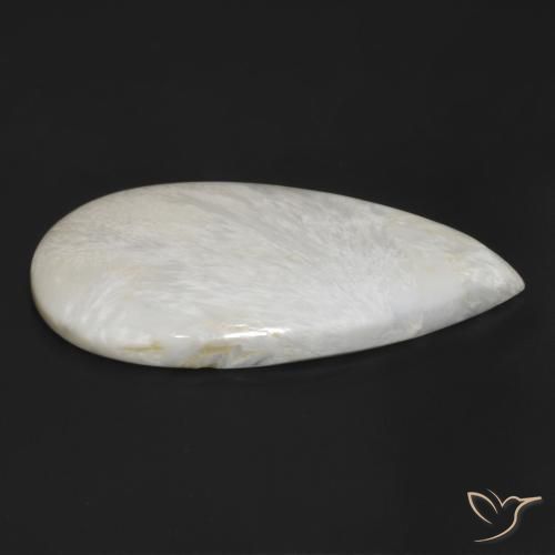 Escolecita Blanco claro natural de 59.54 ct, En forma de pera, Opaco