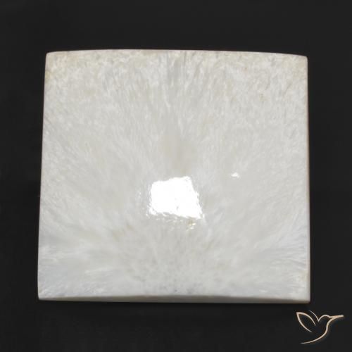 79.97ct Natural Blanco crema Escolecita, Cuadrado, Opaco