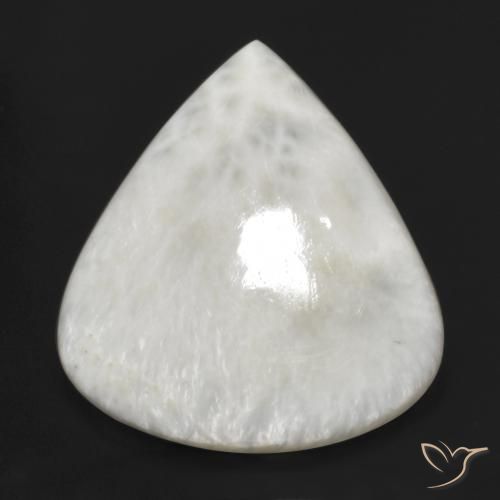 Escolecita Blanco apagado natural de 21.56 ct, En forma de pera, Opaco