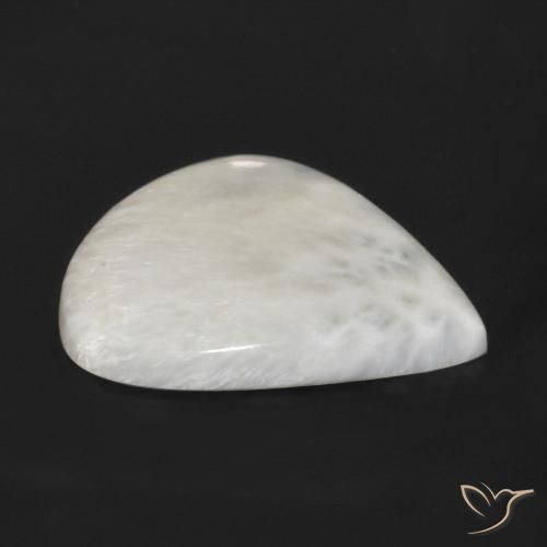 Escolecita Blanco apagado natural de 21.56 ct, En forma de pera, Opaco