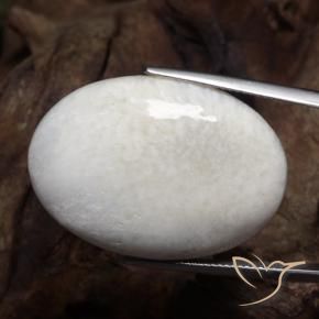 Escolecita Blanco cálido natural de 32.15 ct, Ovalada, Opaco