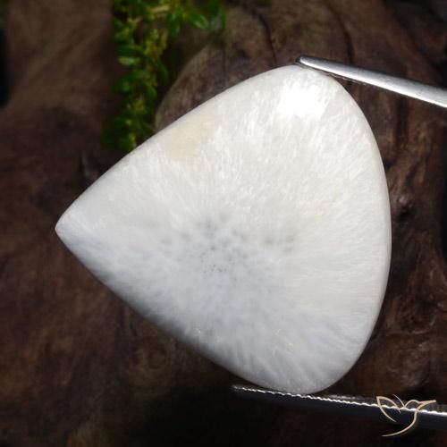 Escolecita Blanco apagado natural de 21.93 ct, En forma de pera, Opaco