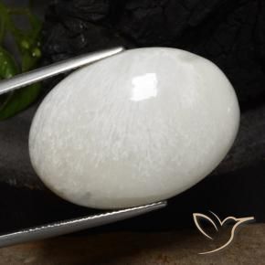 Escolecita Blanco cálido natural de 23.76 ct, Ovalada, Opaco