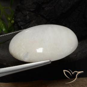 Escolecita Blanco cálido natural de 23.76 ct, Ovalada, Opaco