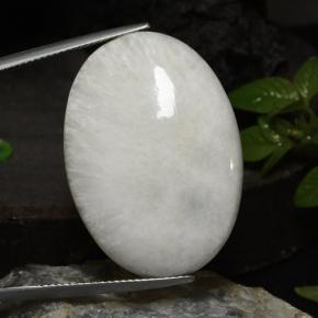 Escolecita Blanco natural de 29.57 ct, Corte Óvalo, Opaco