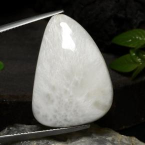 Scolecita blanco natural de 20,10 ct, forma elegante, opaco