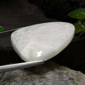 Scolecita blanco natural de 20,10 ct, forma elegante, opaco