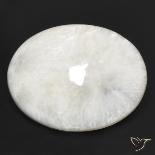 Scolecita blanco natural de 28,95 ct, corte óvalo, opaco