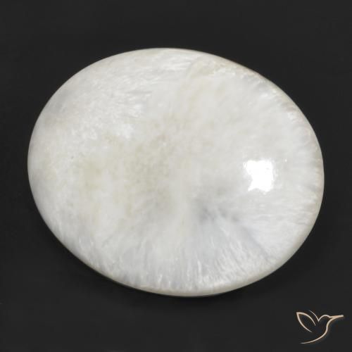 Scolecita blanco natural de 28,95 ct, corte óvalo, opaco
