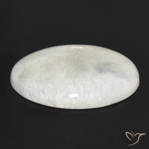 Scolecita blanco natural de 28,95 ct, corte óvalo, opaco