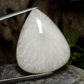 Scolecita blanco natural de 21,19 ct, en forma de pera, opaco