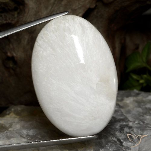 38.06ct Natural Blanco grisáceo claro Escolecita, Ovalada, Opaco