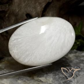 Escolecita Blanco grisáceo claro natural de 38.06 ct, Ovalada, Opaco