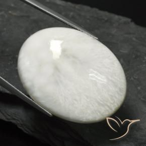 Escolecita Blanco grisáceo claro natural de 27.94 ct, Ovalada, Opaco