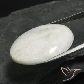 Escolecita Blanco grisáceo claro natural de 27.94 ct, Ovalada, Opaco