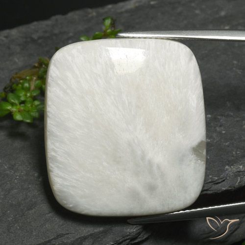 24.36ct Natural Blanco grisáceo claro Escolecita, Forma Cojín, Opaco