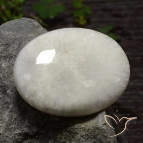 Escolecita Blanco apagado natural de 30.79 ct, Ovalada, Opaco