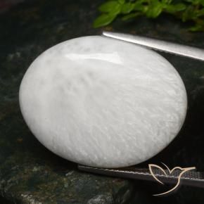 Escolecita Blanco claro natural de 25.71 ct, Ovalada, Opaco
