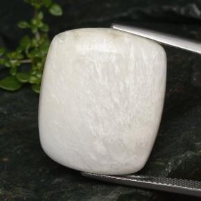 Scolecita blanco natural de 20,75 ct, corte cojín, opaco