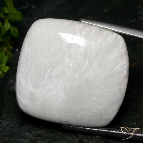28.35ct Natural Blanco cálido Escolecita, Forma Cojín, Opaco
