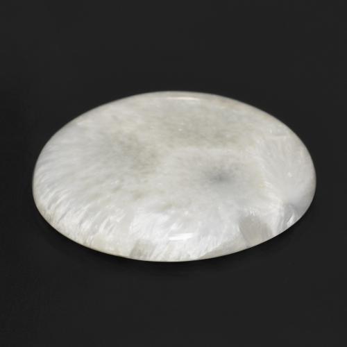 Scolecita blanco natural de 28,29 ct, corte redondo, opaco