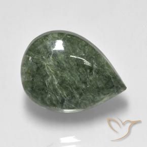 Serafinita Medium Green  natural de 8.09 ct, En forma de pera, Opaco