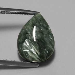 Serafinita Verde natural de 8.32 ct, En forma de pera, Opaco