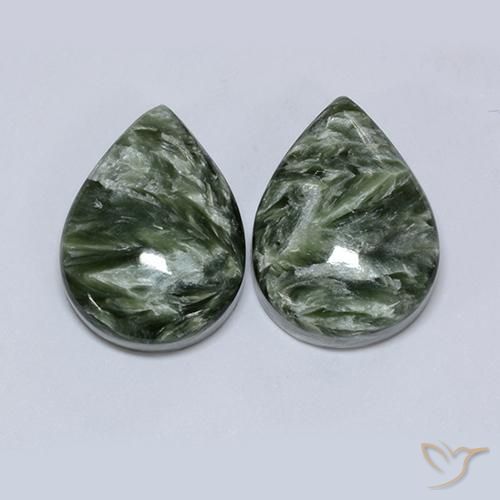 16.67ctw Natural Verde militar serafinita, En forma de pera, Opaco