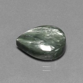 Serafinita verde natural de 8,33 ct, en forma de pera, opaco