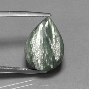 Serafinita verde natural de 8,33 ct, en forma de pera, opaco
